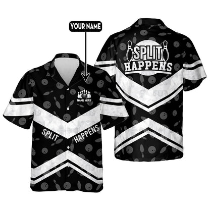 Hawaiian Bowling Shirt, Split Happens Hawaiian Shirt, Custom Bowling Shirt, Button Up Bowling Shirts