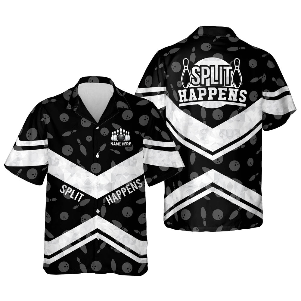 Hawaiian Bowling Shirt, Split Happens Hawaiian Shirt, Custom Bowling Shirt, Button Up Bowling Shirts