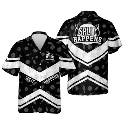 Hawaiian Bowling Shirt, Split Happens Hawaiian Shirt, Custom Bowling Shirt, Button Up Bowling Shirts