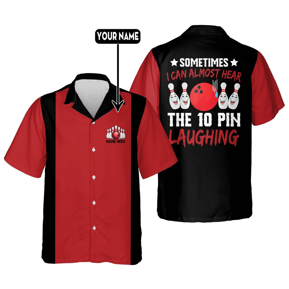 Hawaiian Bowling Shirt, The Ten Pin Laughing Hawaiian Shirt, Custom Bowling Shirt, Button Up Bowling Shirts