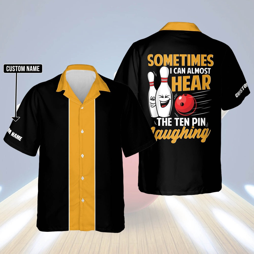 Hawaiian Bowling Shirt, The Ten Pin Laughing Hawaiian Shirts, Custom Bowling Shirt, Button Up Bowling Shirts