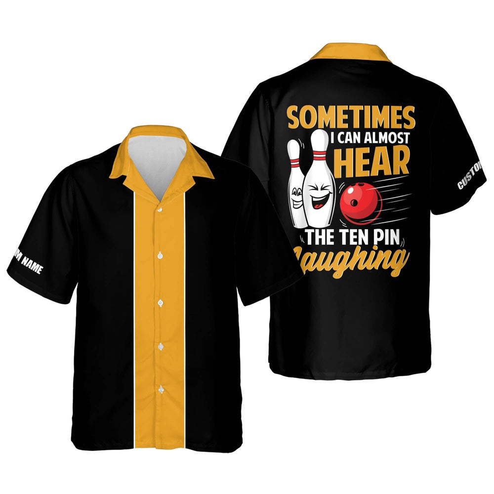 Hawaiian Bowling Shirt, The Ten Pin Laughing Hawaiian Shirts, Custom Bowling Shirt, Button Up Bowling Shirts