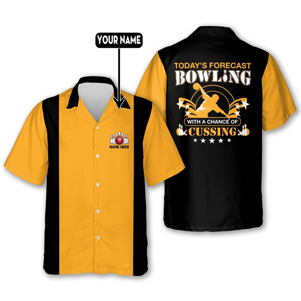 Hawaiian Bowling Shirt, Today's Forecast Bowling Shirts, Custom Bowling Shirt, Button Up Bowling Shirts