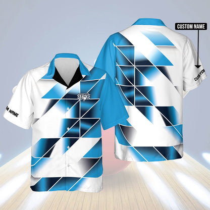 Hawaiian Bowling Shirt, USA Bowling Button-Down Blue Hawaiian Shirt, Custom Bowling Shirt, Button Up Bowling Shirts