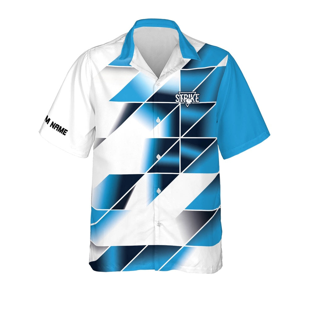 Hawaiian Bowling Shirt, USA Bowling Button-Down Blue Hawaiian Shirt, Custom Bowling Shirt, Button Up Bowling Shirts
