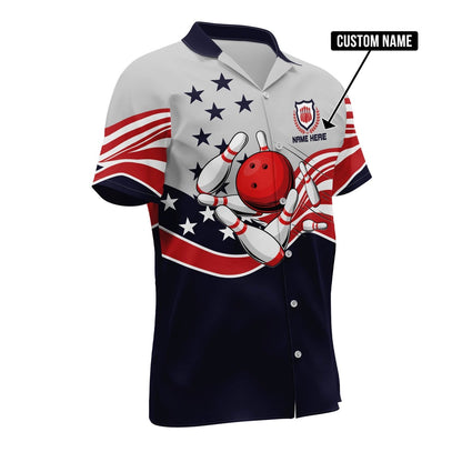 Hawaiian Bowling Shirt, USA Bowling Button-Down Hawaiian Shirt, Custom Bowling Shirt, Button Up Bowling Shirts