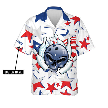 Hawaiian Bowling Shirt, USA Bowling Flag Hawaiian Shirt Unisex, Custom Bowling Shirt, Button Up Bowling Shirts