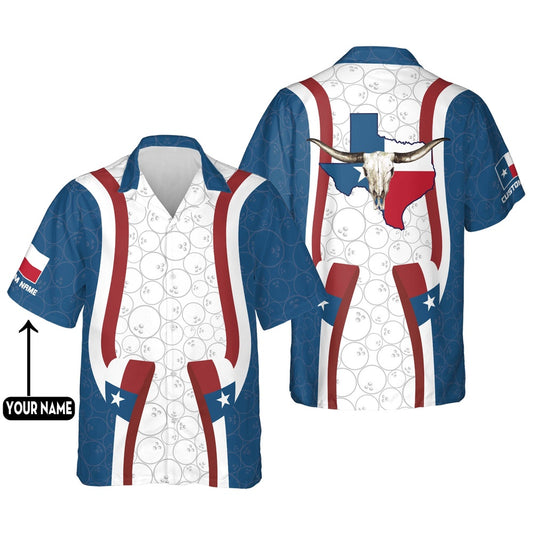 Hawaiian Bowling Shirt, USA Texas Bowling Flag Hawaiian Shirt, Custom Bowling Shirt, Button Up Bowling Shirts