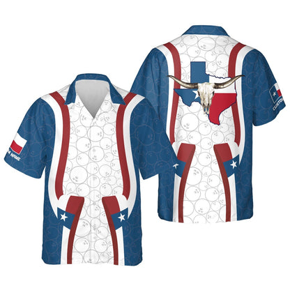 Hawaiian Bowling Shirt, USA Texas Bowling Flag Hawaiian Shirt, Custom Bowling Shirt, Button Up Bowling Shirts