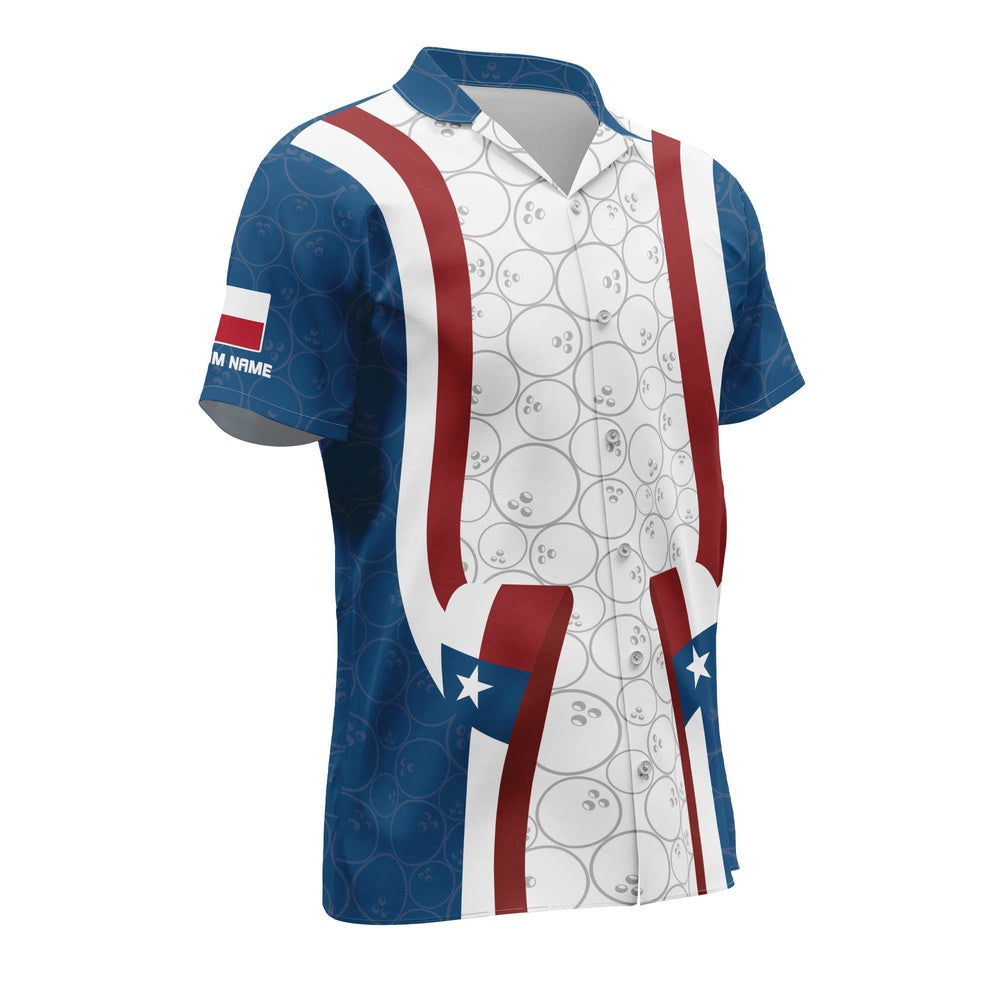 Hawaiian Bowling Shirt, USA Texas Bowling Flag Hawaiian Shirt, Custom Bowling Shirt, Button Up Bowling Shirts