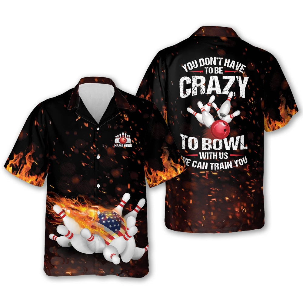 Hawaiian Bowling Shirt, We Can Train You Fire Flag American Bowling Shirt, Custom Bowling Shirt, Button Up Bowling Shirts