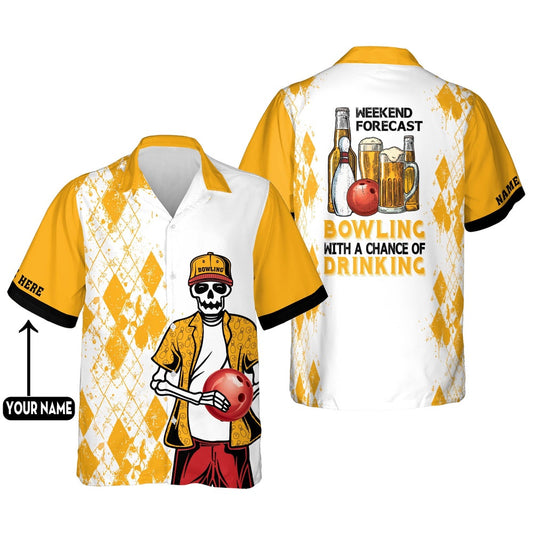 Hawaiian Bowling Shirt, Weekend Forecast Bowling Hawaiian Shirt, Custom Bowling Shirt, Button Up Bowling Shirts