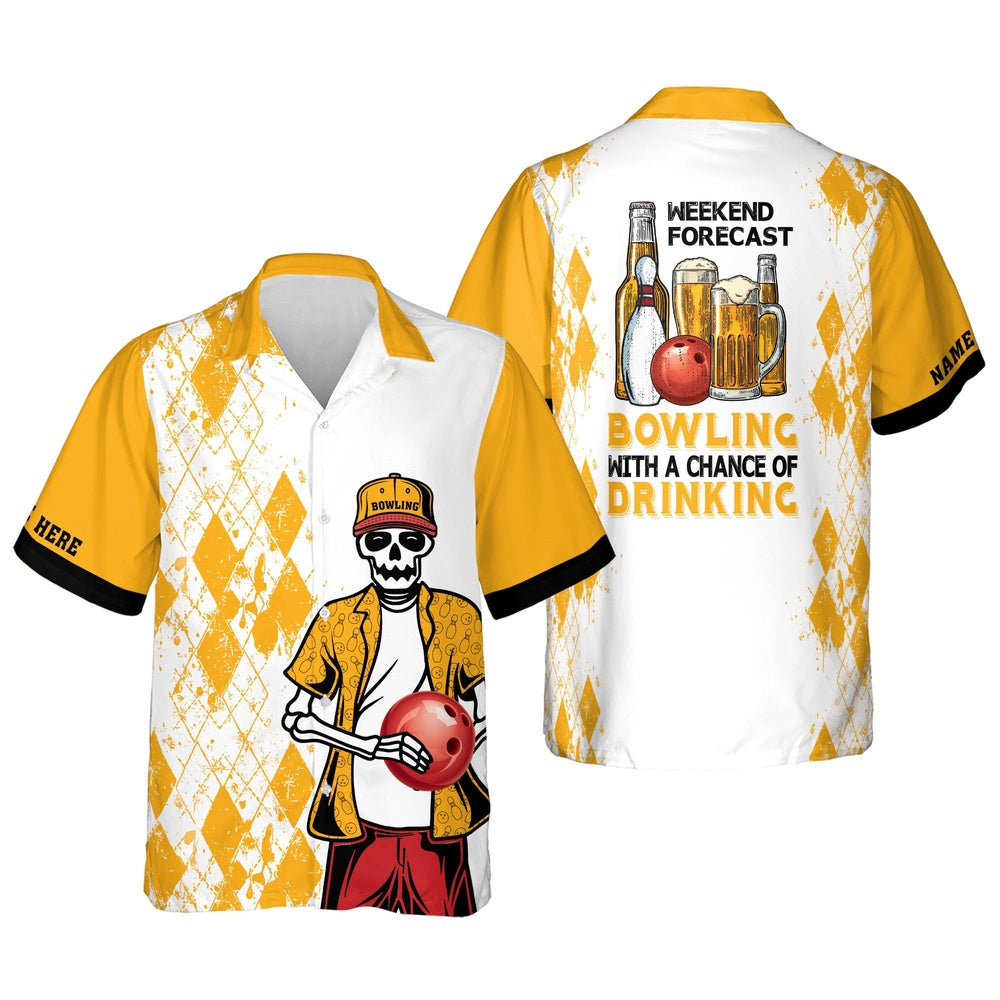 Hawaiian Bowling Shirt, Weekend Forecast Bowling Hawaiian Shirt, Custom Bowling Shirt, Button Up Bowling Shirts