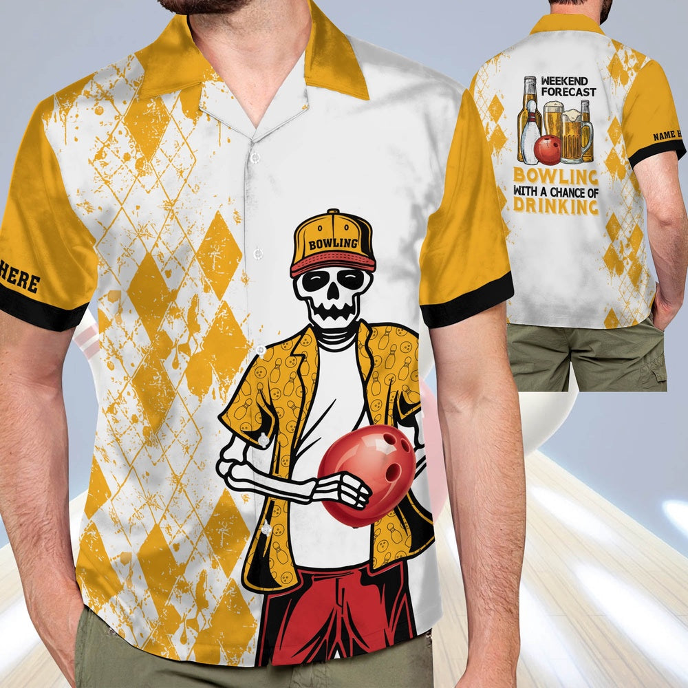 Hawaiian Bowling Shirt, Weekend Forecast Bowling Hawaiian Shirt, Custom Bowling Shirt, Button Up Bowling Shirts