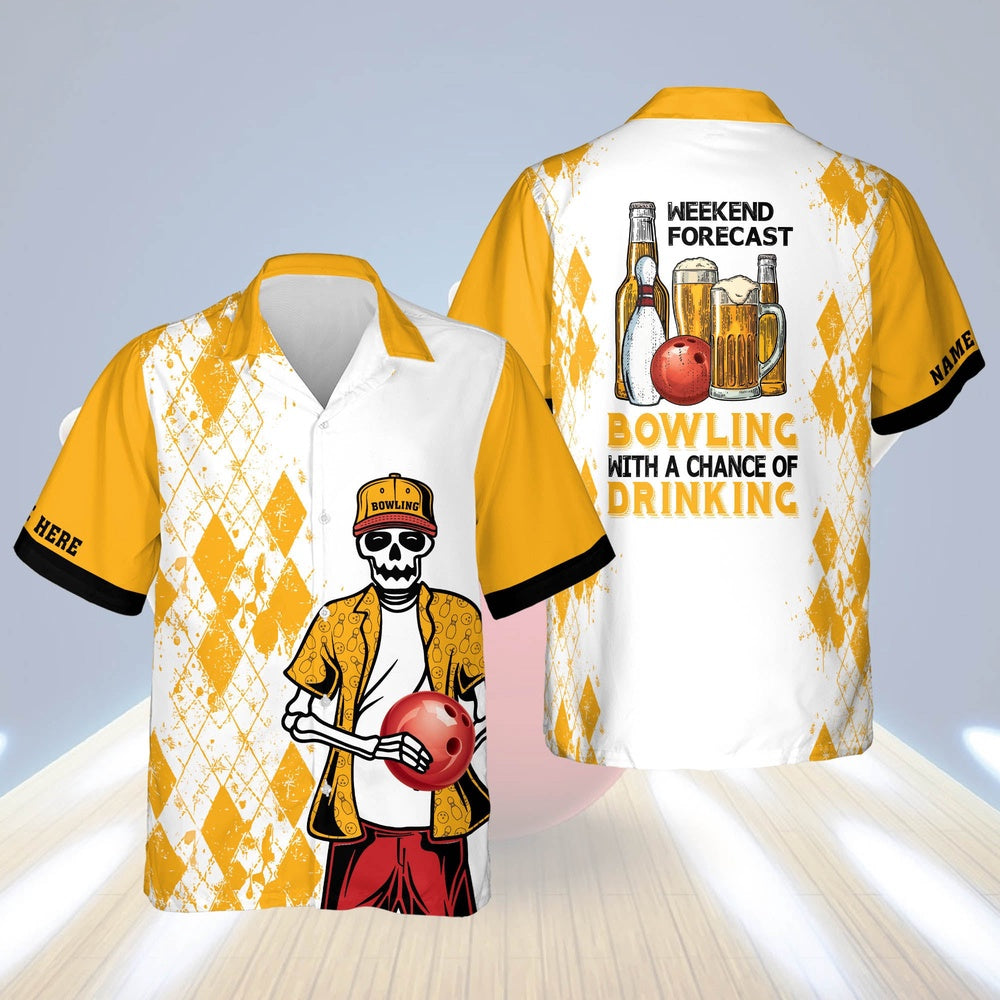 Hawaiian Bowling Shirt, Weekend Forecast Bowling Hawaiian Shirt, Custom Bowling Shirt, Button Up Bowling Shirts