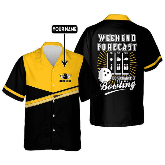 Hawaiian Bowling Shirt, Weekend Forecast Chance Bowling Shirt, Custom Bowling Shirt, Button Up Bowling Shirts