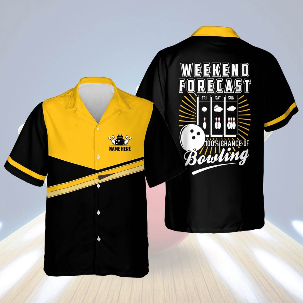 Hawaiian Bowling Shirt, Weekend Forecast Chance Bowling Shirt, Custom Bowling Shirt, Button Up Bowling Shirts