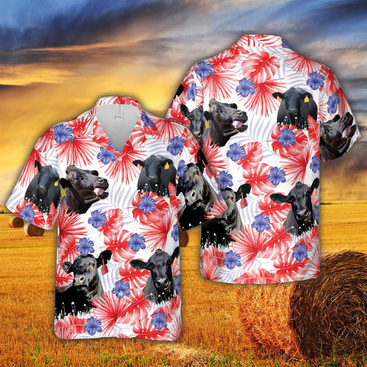Hawaiian Cow Shirt, American Colors Black Angus All Printed 3D Hawaiian Shirt For Men And Women, Animal Hawaiian Shirts, Farmer Shirts