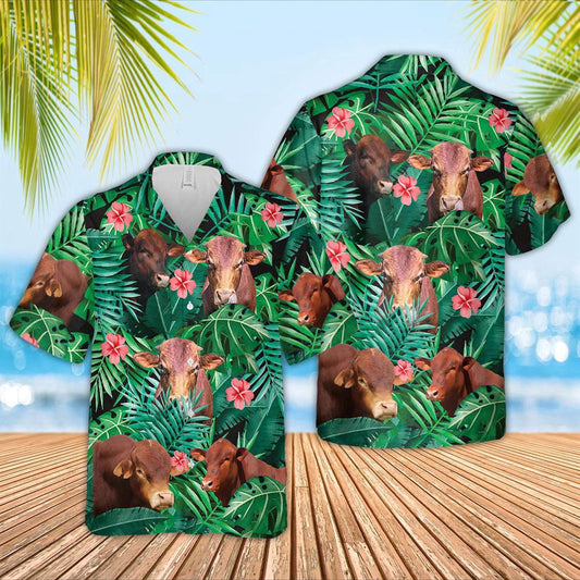 Hawaiian Cow Shirt, Beefmaster 3D Hawaiian Shirt, Animal Hawaiian Shirts, Farmer Shirts