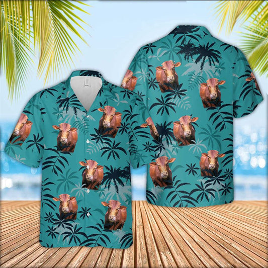 Hawaiian Cow Shirt, Beefmaster Cattle Green Hawaiian Shirt, Animal Hawaiian Shirts, Farmer Shirts