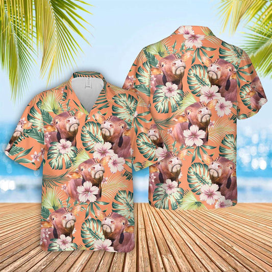 Hawaiian Cow Shirt, Beefmaster Summer Happiness Floral Farm 3D Hawaiian Shirt, Animal Hawaiian Shirts, Farmer Shirts