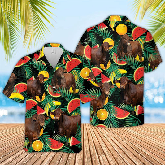 Hawaiian Cow Shirt, Beefmaster Watermelon Hawaiian Shirt, Animal Hawaiian Shirts, Farmer Shirts
