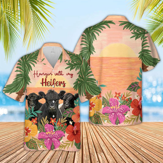 Hawaiian Cow Shirt, Belted Galloway Hangin With My Heifers 3D Hawaiian Shirt, Animal Hawaiian Shirts, Farmer Shirts