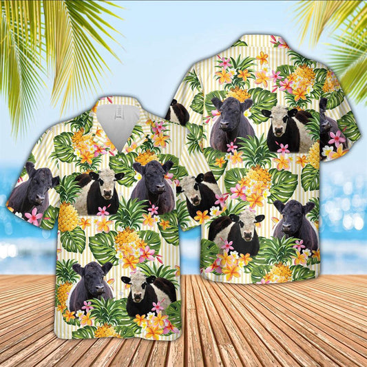 Hawaiian Cow Shirt, Belted Galloway Pineapple Pattern Hawaiian Shirt, Animal Hawaiian Shirts, Farmer Shirts