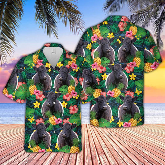 Hawaiian Cow Shirt, Belted Galloway Summer Pattern 3D Hawaiian Shirt, Animal Hawaiian Shirts, Farmer Shirts