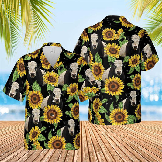 Hawaiian Cow Shirt, Belted Galloway Sunflower Hawaiian Shirt 2023, Animal Hawaiian Shirts, Farmer Shirts