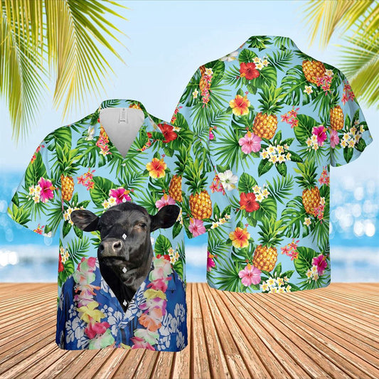 Hawaiian Cow Shirt, Black Angus Cattle Big Face Funny Hawaiian Shirt, Animal Hawaiian Shirts, Farmer Shirts