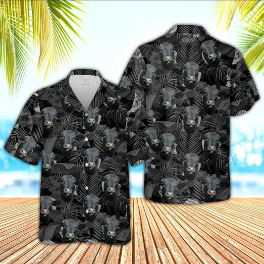 Hawaiian Cow Shirt, Black Angus Cattle Black Hawaiian Shirts, Animal Hawaiian Shirts, Farmer Shirts