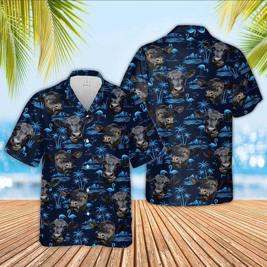 Hawaiian Cow Shirt, Black Angus Cattle Blue Hawaiian Shirt, Animal Hawaiian Shirts, Farmer Shirts