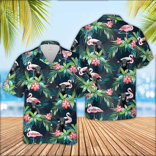 Hawaiian Cow Shirt, Black Angus Cattle Flamingo Hawaiian Shirt, Animal Hawaiian Shirts, Farmer Shirts