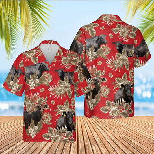 Hawaiian Cow Shirt, Black Angus Cattle Lovers Aloha Pattern All Over Printed 3D Hawaiian Shirt, Animal Hawaiian Shirts, Farmer Shirts