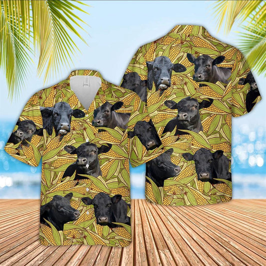 Hawaiian Cow Shirt, Black Angus Pattern 3D Hawaiian Shirt, Animal Hawaiian Shirts, Farmer Shirts