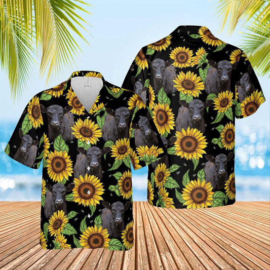Hawaiian Cow Shirt, Black Angus Sunflower Hawaiian Shirt 2023, Animal Hawaiian Shirts, Farmer Shirts