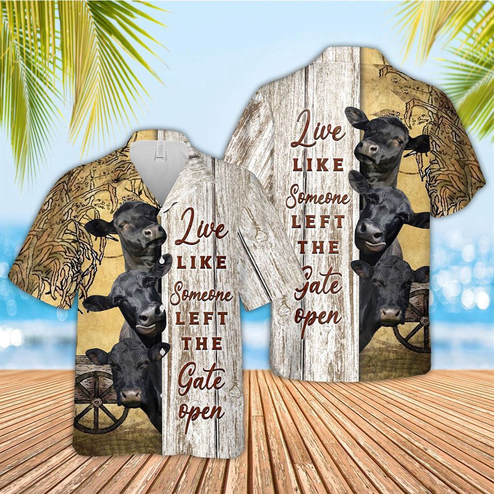 Hawaiian Cow Shirt, Black Angus Woods Pattern Hawaiian Shirt, Animal Hawaiian Shirts, Farmer Shirts