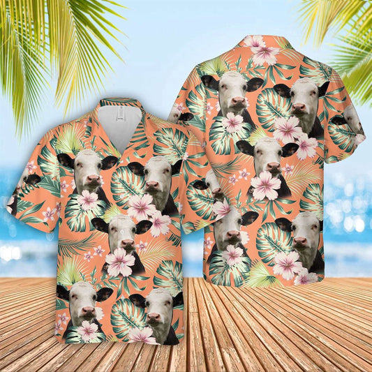 Hawaiian Cow Shirt, Black Baldy Summer Happiness Floral Farm 3D Hawaiian Shirt, Animal Hawaiian Shirts, Farmer Shirts