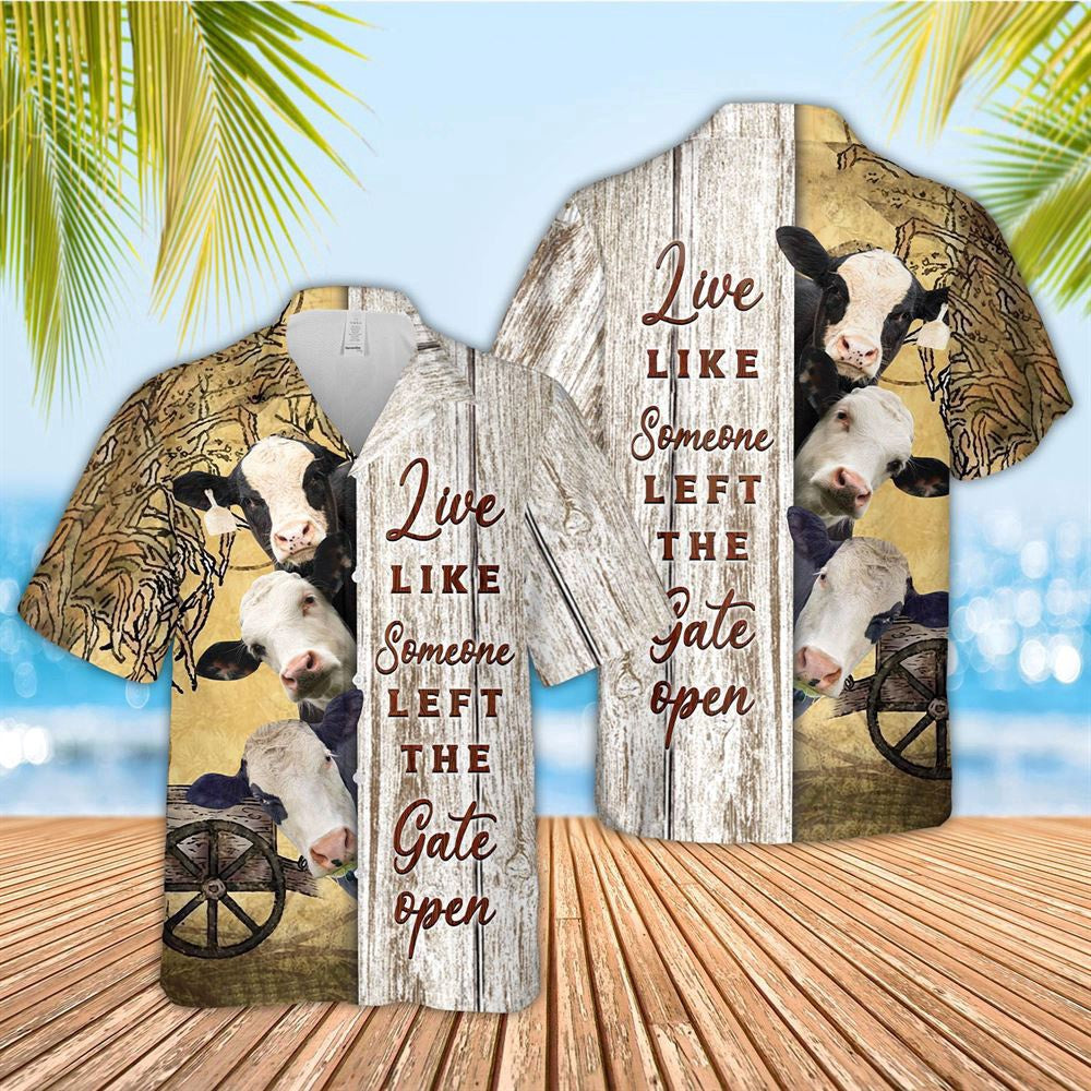 Hawaiian Cow Shirt, Black Baldy Woods Pattern Hawaiian Shirt, Animal Hawaiian Shirts, Farmer Shirts