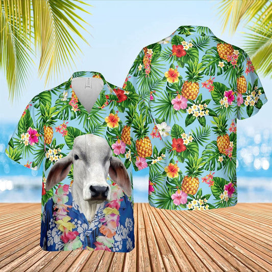 Hawaiian Cow Shirt, Brahman Cattle Big Face Funny Hawaiian Shirt, Animal Hawaiian Shirts, Farmer Shirts