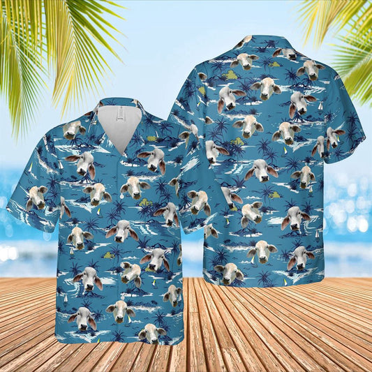 Hawaiian Cow Shirt, Brahman Cattle Hawaiian Shirt, Animal Hawaiian Shirts, Farmer Shirts