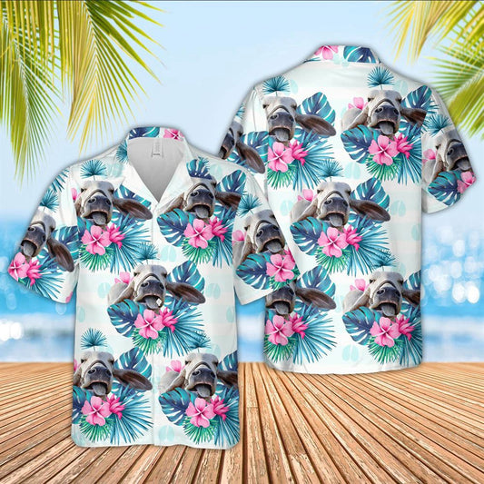 Hawaiian Cow Shirt, Brahman Foot Sign Pattern 3D Hawaiian Shirt, Animal Hawaiian Shirts, Farmer Shirts