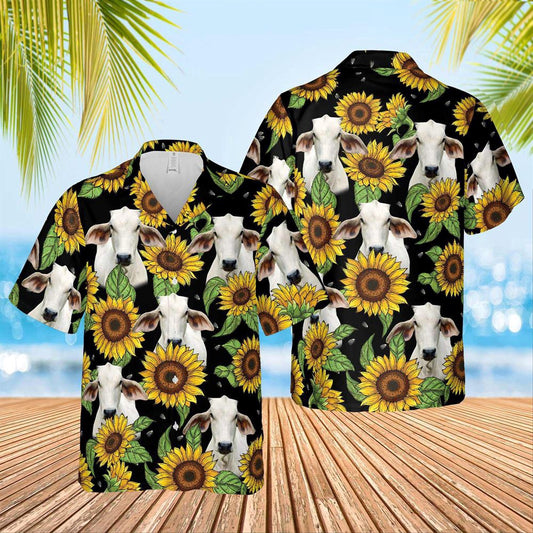Hawaiian Cow Shirt, Brahman Sunflower Hawaiian Shirt 2023, Animal Hawaiian Shirts, Farmer Shirts