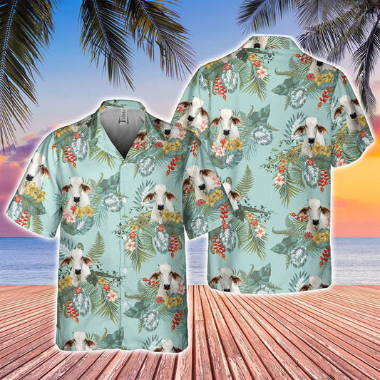 Hawaiian Cow Shirt, Brahman Tropical Flowers Pattern Hawaiian Shirt, Animal Hawaiian Shirts, Farmer Shirts