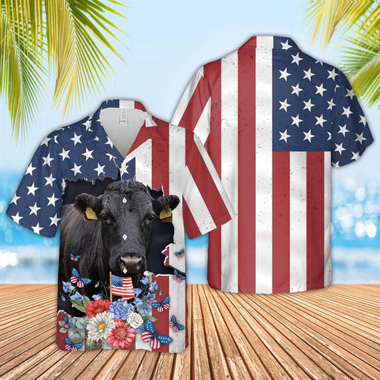 Hawaiian Cow Shirt, Dexter 4Th Of July 3D Hawaiian Shirt, Animal Hawaiian Shirts, Farmer Shirts