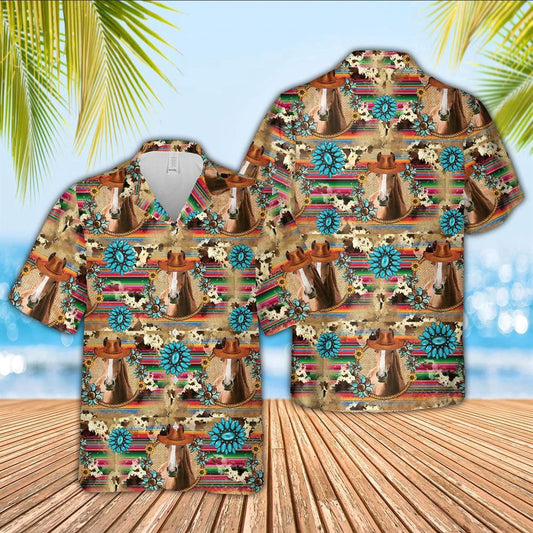Hawaiian Cow Shirt, Dexter Cowboy Pattern 3D Hawaiian Shirt, Animal Hawaiian Shirts, Farmer Shirts