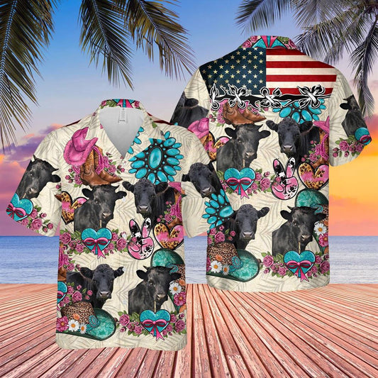 Hawaiian Cow Shirt, Dexter Happiness Flowers 3D Hawaiian Shirt, Animal Hawaiian Shirts, Farmer Shirts