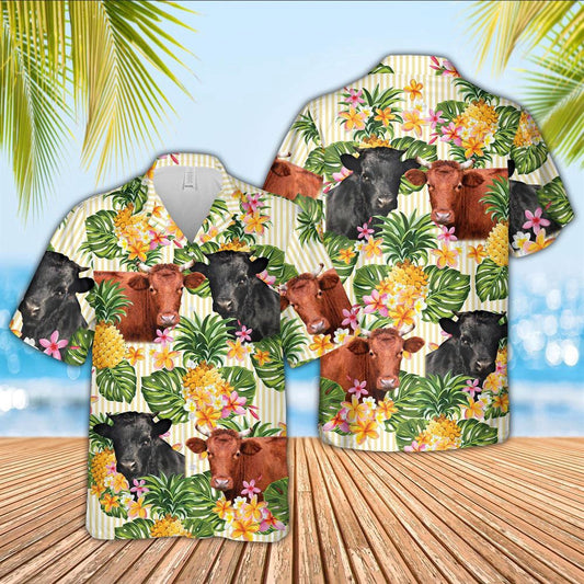 Hawaiian Cow Shirt, Dexter Pineapple Pattern Hawaiian Shirt, Animal Hawaiian Shirts, Farmer Shirts
