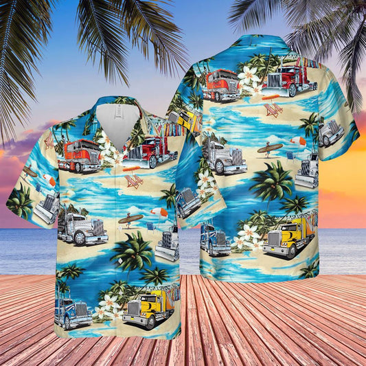 Hawaiian Cow Shirt, Hawaiian Theme Truck All 3D Printed Hawaiian Shirt, Animal Hawaiian Shirts, Farmer Shirts